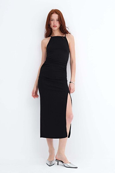 Addax Сукня з розрізом та зібраними візерунками E19001