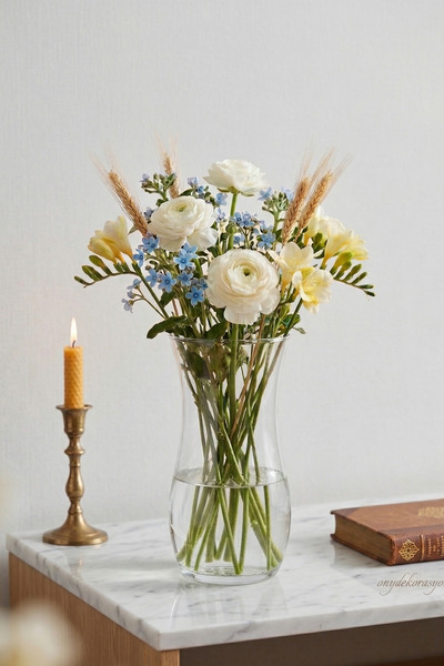 decoronay Damla Cam Vazo 21 cm – Şeffaf Modern Dekoratif Çiçeklik | Minimal E...