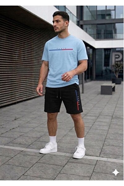 FAEL LİFE Girls'/Boys' T-Shirt and Shorts Colorful Paris Bar Printed Set