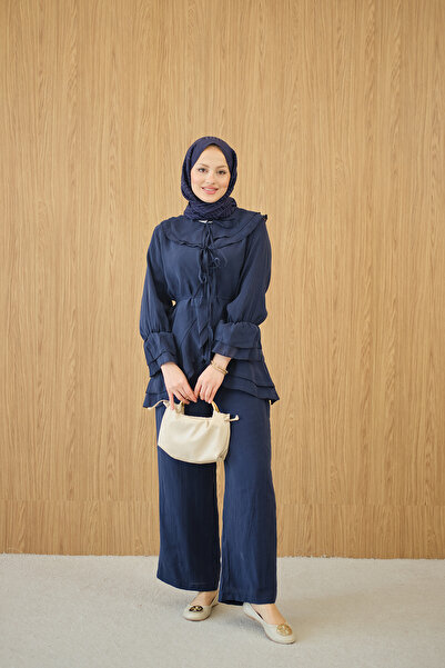 LOCCO Women's Waist Tie Set Navy Blue