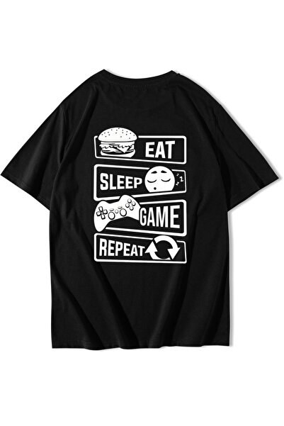 BRZ COLLECTION Ουνισέξ Υπερμεγέθες Μπλουζάκι  "Φάε - Κοιμήσου - Παίξε - Επανά...