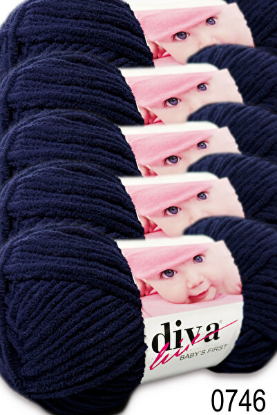 Diva İplik Babys First Velvet Yarn (5X100Gr.) - 0746 - Navy Blue