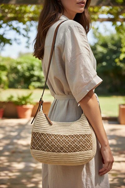 Aware Time Ženska slamnata torba za rame sa zatvaračem