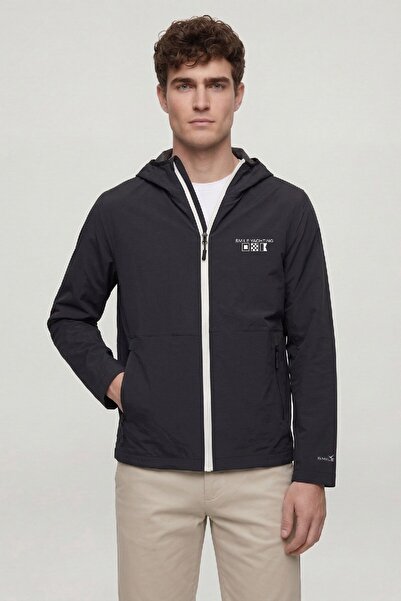 SMILE Nordura Navy Blue Hooded Windbreaker Coat