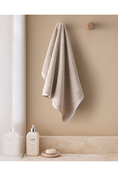 Madame Coco Aveline Crochet 100% Cotton Face Towel - Beige/White