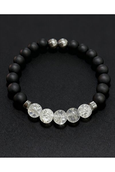 nss sky rock Necef Matte Onyx Hematite Bracelet 8mm 16-17 cm Natural Stone Un...