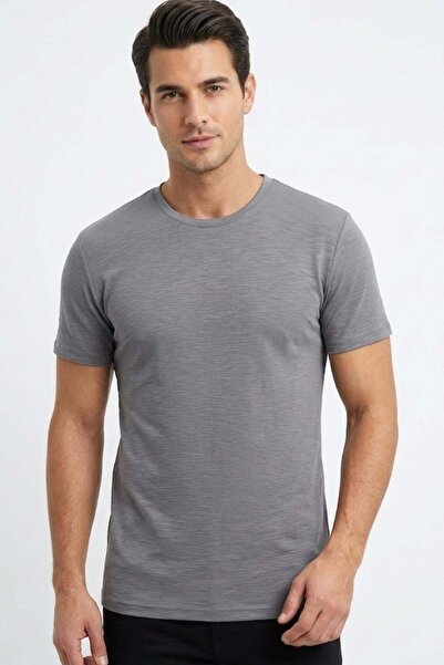 Uki GRİ Modal Bisiklet Yaka T-shirt