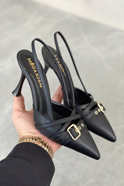 GOFFSHOES Γυναικεία παπούτσια Wille με λεπτό τακούνι - μαύρο δέρμα