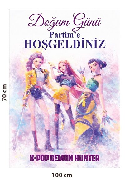 parti show K-POP Demon Hunters Doğum Günü Parti Posteri 70*100 cm