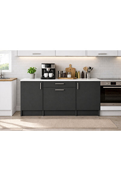 Tdesigno Kali Alt Modül-Çok Amaçlı Dolap -140 cm -3 Kapaklı-1 Çekmeceli-Lamin...