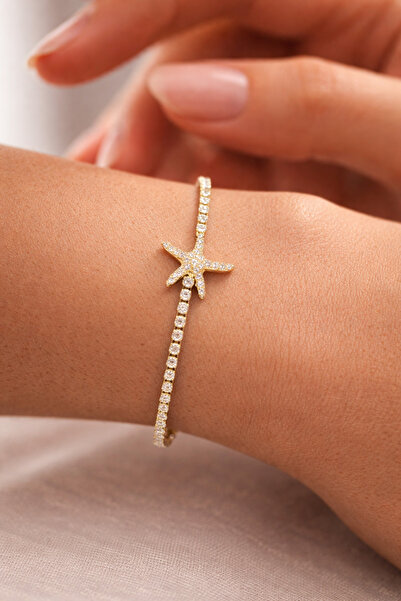 POYASE Women's Gold Color Plated Sparkling Bracelet with Starfish Figure