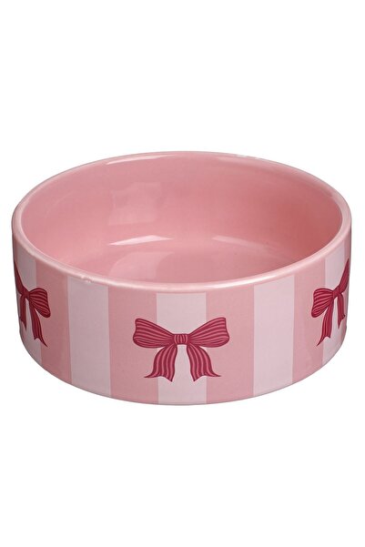 ZanaCasei Ροζ πορσελάνινο μπολ με σχέδιο φιόγκου για κατοικίδια 850ml