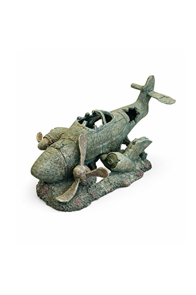 Dophin Sunken WWII Fighter Plane Aquarium Ornament - 40cm | Large Crashed War...