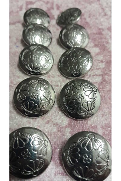ILCARE Black Silver Plated Metal Button 35 Size 22 mm 10 Pieces