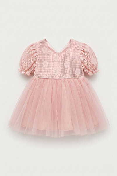 Le Mabelle Φόρεμα για κορίτσια με ροζ τούλινη φούστα και λεπτομέρειες από δαν...