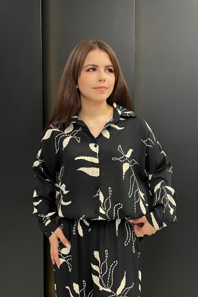 sunfyre Women's 100% Cotton Floral Patterned Long Bottom Top Double Set Sun315