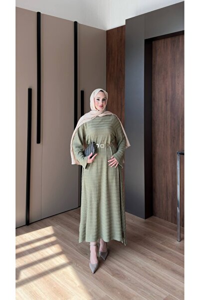 vikitekno Women's Premium Quality Woven Viscose Dress (Belt Included)