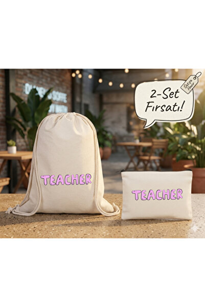 Boom town Cloth Backpack, Wallet Set of 2