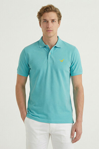 SMILE Cayman Turquoise 100% Gazeli Aegean Cotton Polo T-Shirt