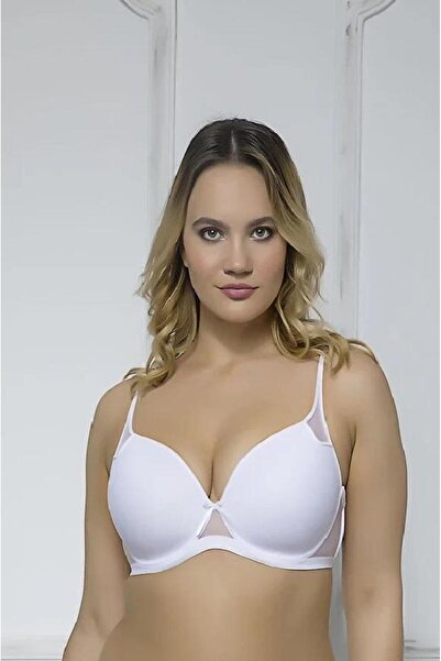 MOONLİGHT 2121 Women's White Tulle Detailed Gathering Bra