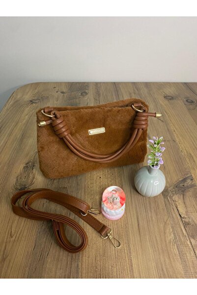 innotwinsshop kahve süet çapraz askılı kadın çantası