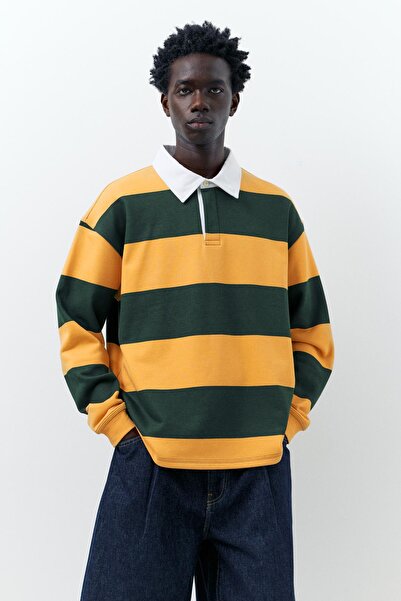 Pull & Bear Çizgili uzun kollu polo