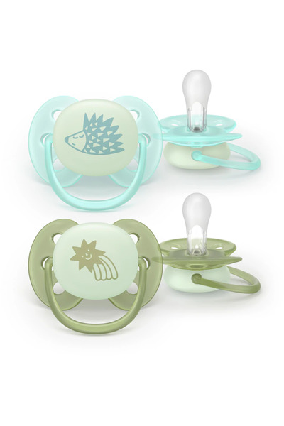 Philips Set 2 Suzete Avent SCF094/01, Ultra Soft Nighttime 0-6 luni, 2 buc, G...