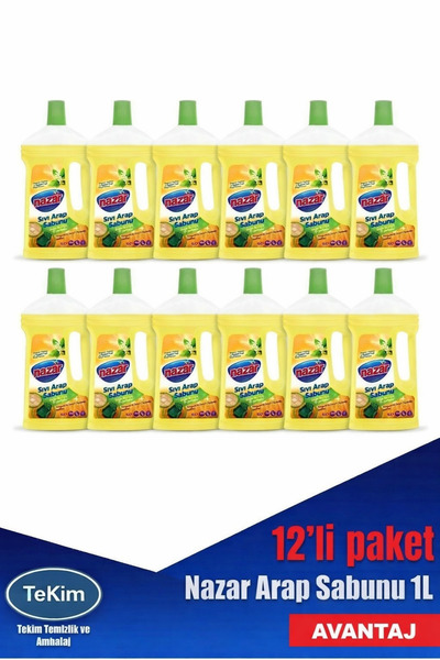 Nazar Sıvı Arap Sabunu Portakal Çiçeği Kokulu 1L 12'li paket (1 koli)