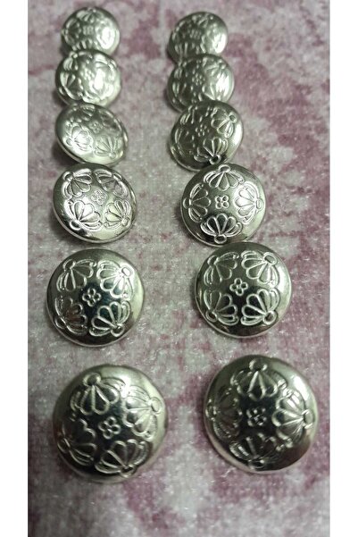 ILCARE Silver Plated Metal Button 27 Size 17 mm 12 Pieces