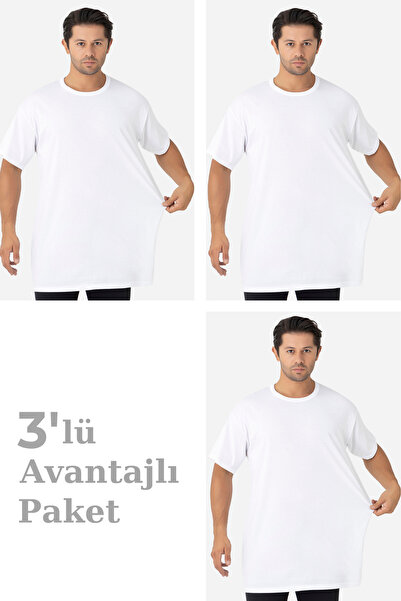 Arma Yıldız 3-Pack White Men's Large Size T-Shirt Crew Neck Short Sleeve 100%...