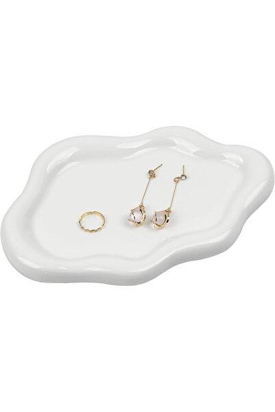 Arabest Ceramic Jewelry Trinket Dish, Chubby Cloud Jewelry Tray for Rings,Whi...