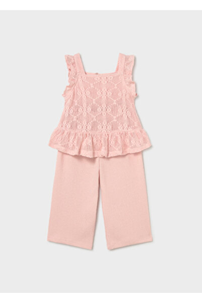 MAYORAL Baby Girl Crochet Pants Blouse Set Pink - 01515