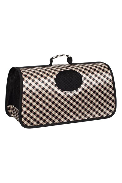 ZanaCasei Geantă de transport pentru animale de companie, în carouri bej și n...