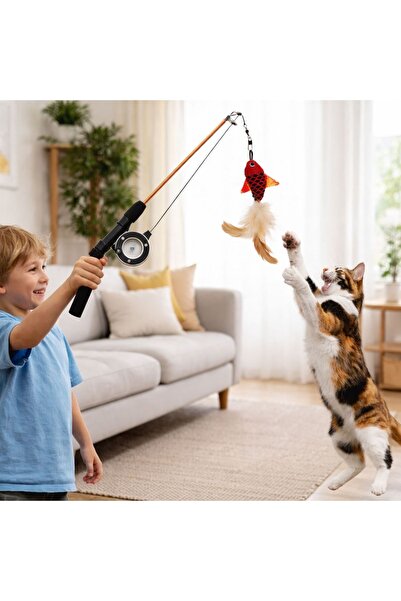 ZanaCasei Cat Toy Fishing Rod with Fish 64cm