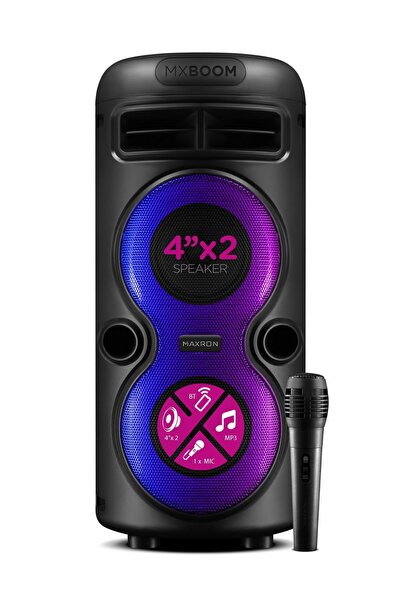 Saule MXBoom Karaoke Mikrofonlu Bluetooth Hoparlör Parti Led Işıklı Ses Sistemi