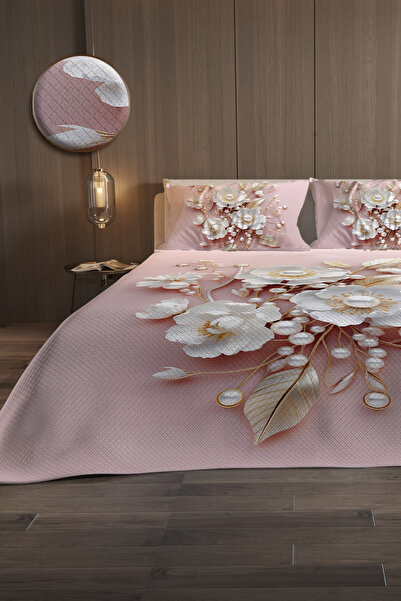MonoHome 100% Cotton Double Pique Set Bedspread Special Woven Pink Pearls
