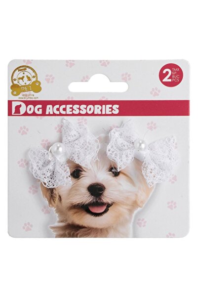 ZanaCasei Λευκά Ελαστικά Φιογκάκια Σκύλου 4cm - 2 τεμάχια
