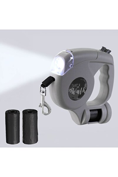 ZanaCasei Lesă automată cu lanternă și pungi igienice pentru câini - 5m