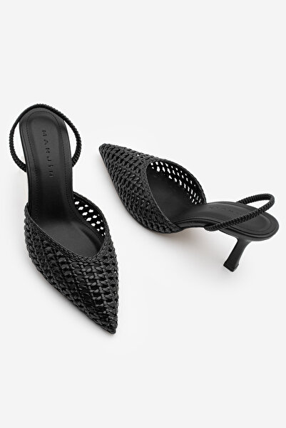 Marjin Women's Stiletto Pointed Toe Hand Knitted Classic Heeled Shoes with El...