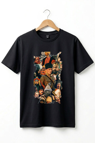 WİDİ Βασικό μπλουζάκι με στάμπα των Τούρκων Ιστορικών Μεγάλων, των Τούρκων Κυ...
