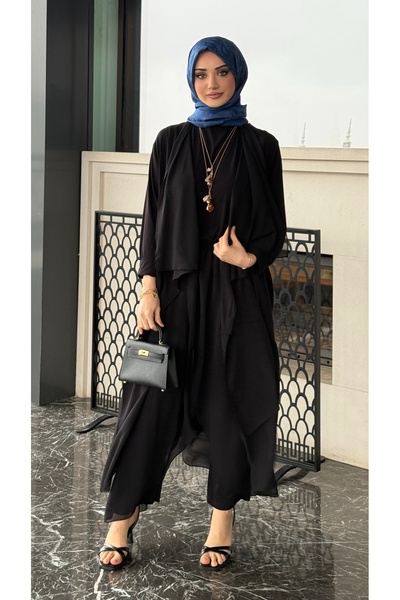 Mürdüm butik Pera Women's Chiffon Detailed Triple Set: Sleeveless Undershirt,...