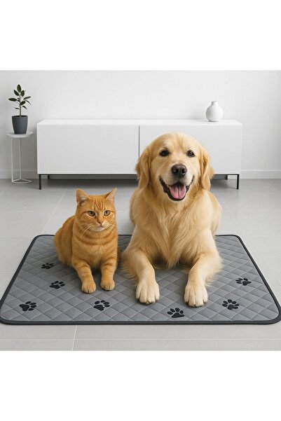 ZanaCasei Covoraș de dresaj gri cu model de lăbuțe pentru câini 90x75cm