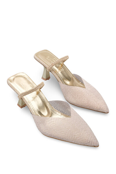 Riccon Дамски обувки със заострен връх, отворена пета и тънък ток 001203