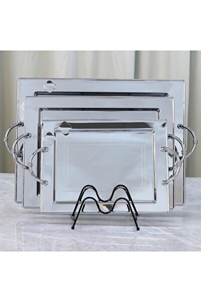 Al Hadaya Mall Stainless Steel Serving Tray Set with Elegant Design - Silver ...