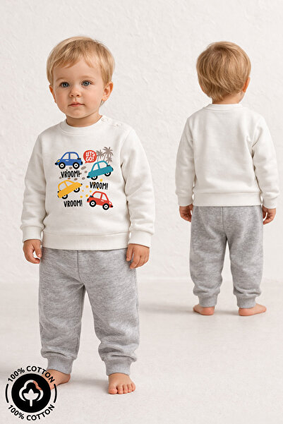 Miniel Baby Boy Cars Printed 100% Cotton 6-9-12 Months Top and Bottom 2-Piece...