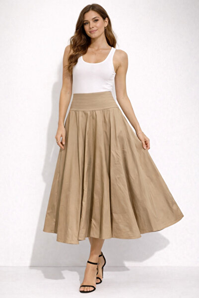 AYHAN Thick Belt Pleated Detailed Skirt