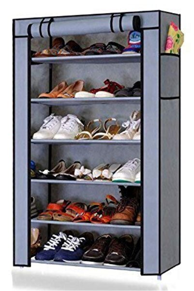 Ebee Grey 6 Shelves Collapsible Plastic Shoe Rack