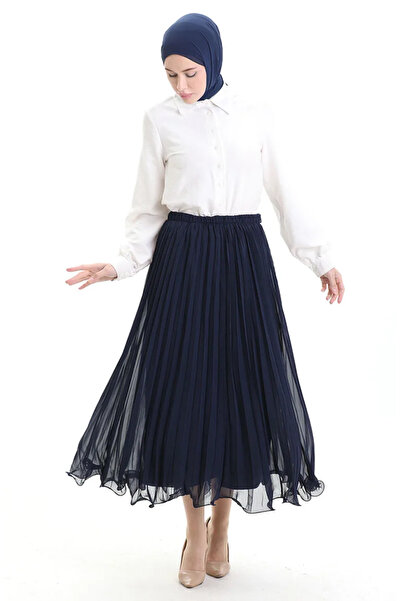 sefamerve Плісована шифонова спідниця 71262-02 Темно-синій