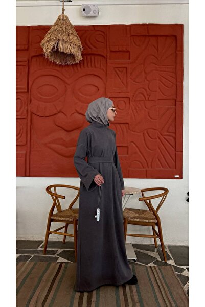 EYMAHCA فستان أنثراسايت محبوك بقصة مريحة، فستان نسائي أنيق للاستخدام اليومي
