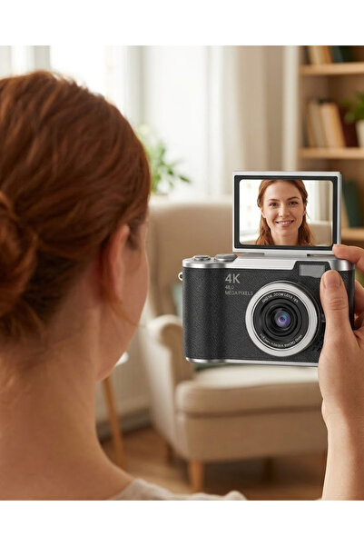 Tekno dean 2026 4K Video Çekim Özellikli Dijital Kamera 48 MP 8X Zoom ve 180 Derece Döner Ekranlı